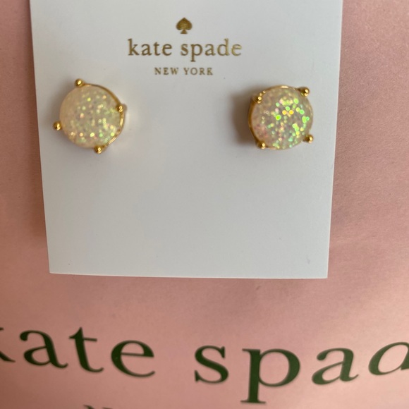kate spade rise and shine opal glitter round stud earrings - Picture 2 of 9